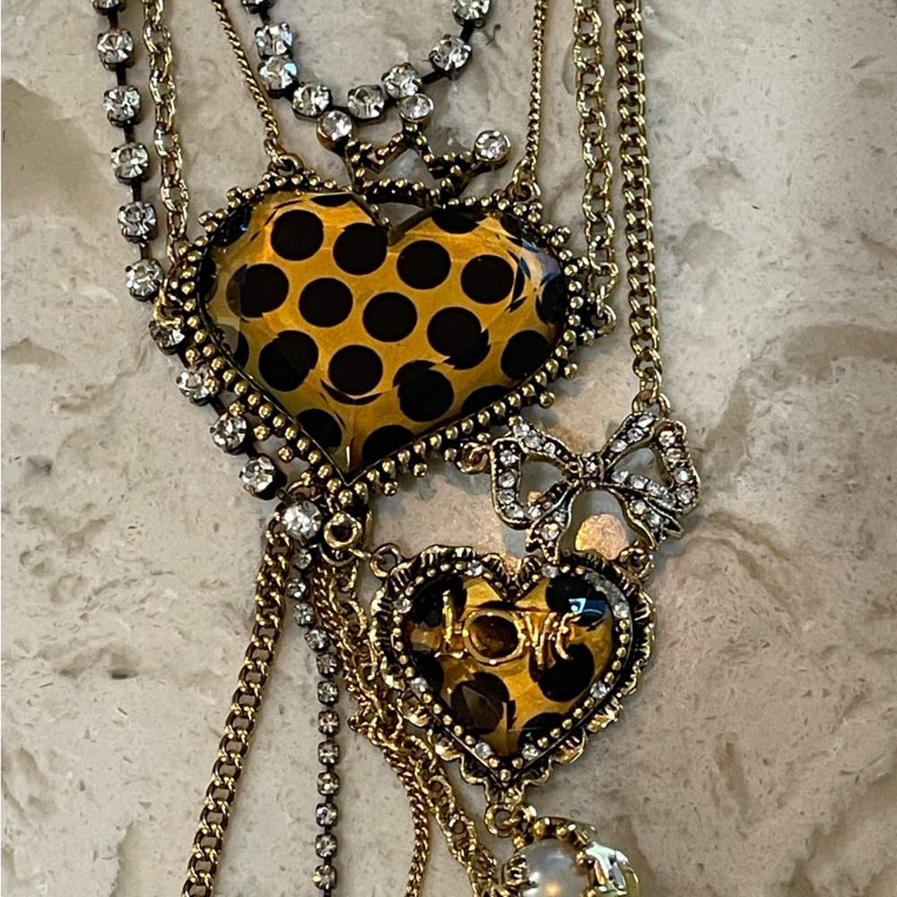 Betsey Johnson Gold and Black Heart Necklace